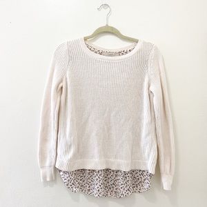 LOFT Meadow Split Back Mixed Media Sweater Size XS